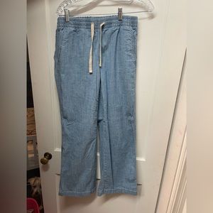 L.L.Bean Chambray Pull On Wide Leg Pants Size 6